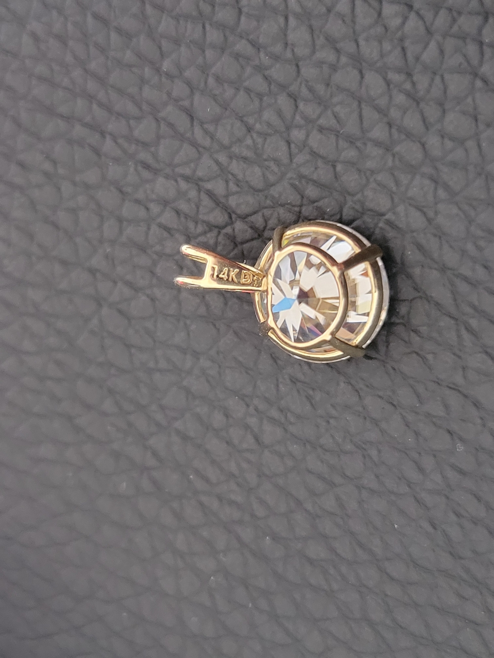 Round Moissanite 14k Gold Pendant - Picture 4 of 10
